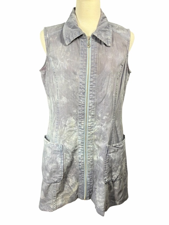 Hope & Harlow Dresses & Skirts - Hope & Harlow Acid Washed Blue Gray Sleeveless Zip Front Collared Dress Size 6